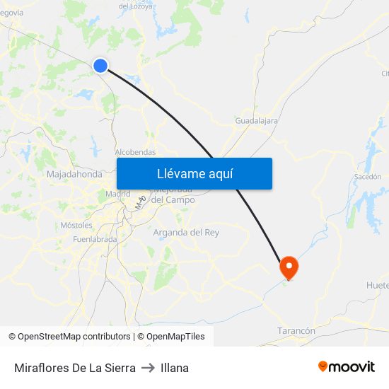 Miraflores De La Sierra to Illana map