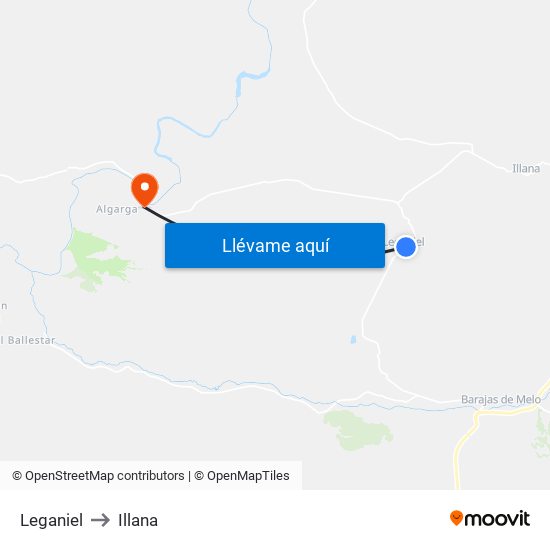 Leganiel to Illana map