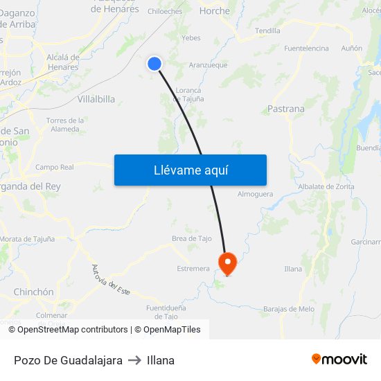 Pozo De Guadalajara to Illana map