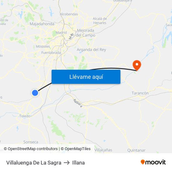 Villaluenga De La Sagra to Illana map