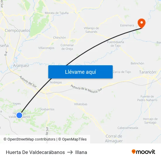 Huerta De Valdecarábanos to Illana map