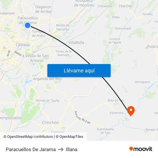 Paracuellos De Jarama to Illana map