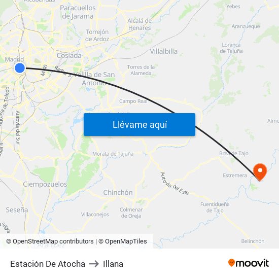 Estación De Atocha to Illana map