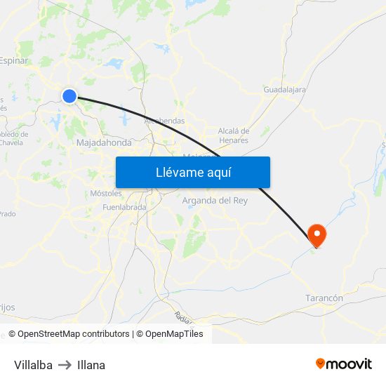Villalba to Illana map