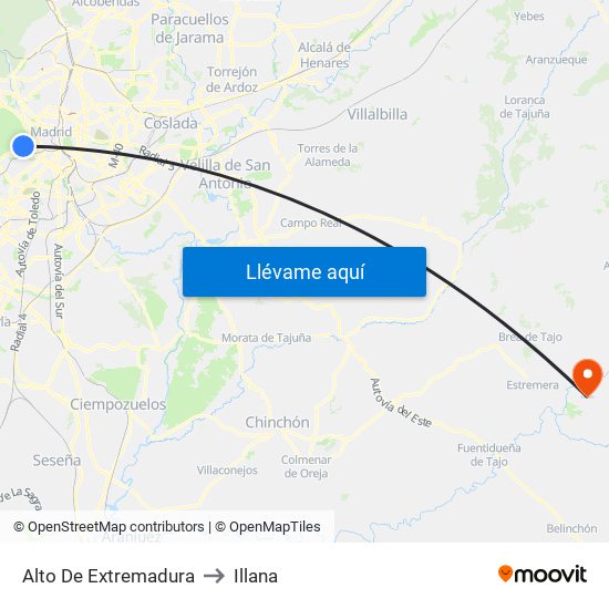 Alto De Extremadura to Illana map