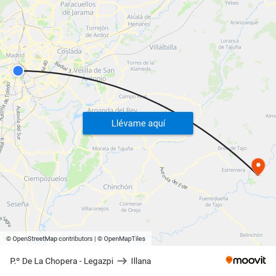 P.º De La Chopera - Legazpi to Illana map