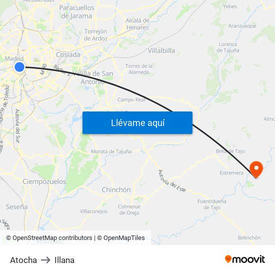 Atocha to Illana map