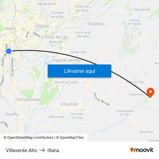 Villaverde Alto to Illana map