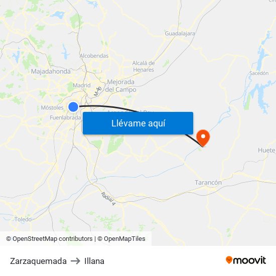Zarzaquemada to Illana map