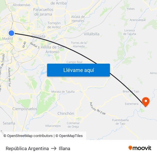 República Argentina to Illana map