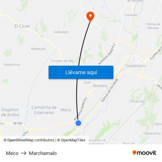 Meco to Marchamalo map