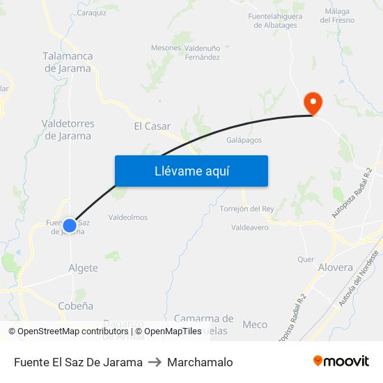 Fuente El Saz De Jarama to Marchamalo map