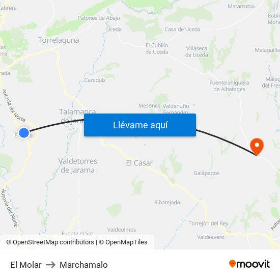 El Molar to Marchamalo map