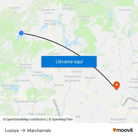 Lozoya to Marchamalo map