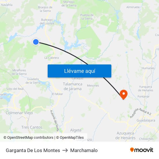 Garganta De Los Montes to Marchamalo map