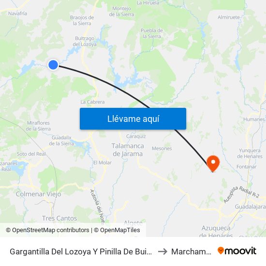 Gargantilla Del Lozoya Y Pinilla De Buitrago to Marchamalo map