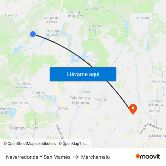 Navarredonda Y San Mamés to Marchamalo map