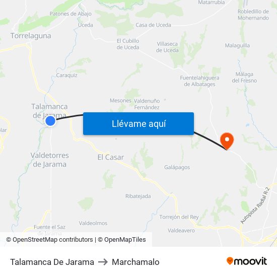 Talamanca De Jarama to Marchamalo map