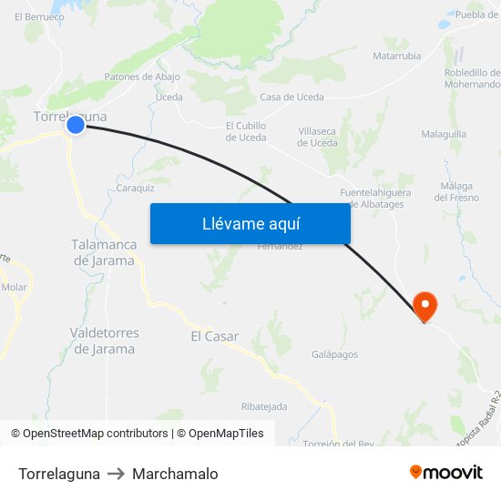 Torrelaguna to Marchamalo map