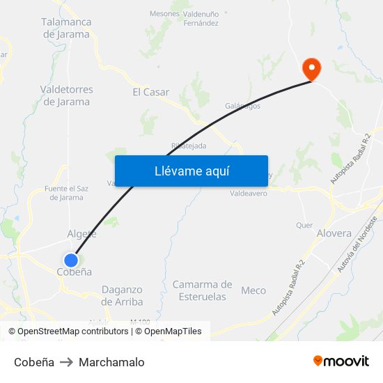 Cobeña to Marchamalo map