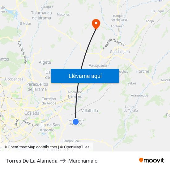 Torres De La Alameda to Marchamalo map