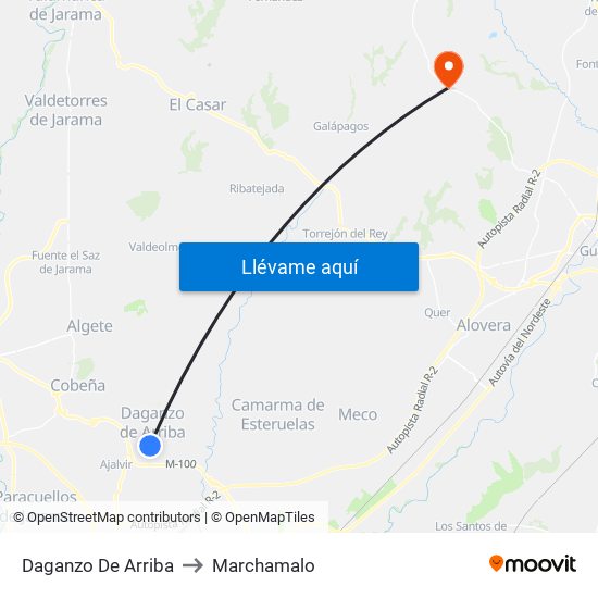 Daganzo De Arriba to Marchamalo map