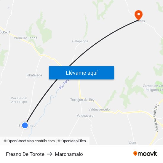 Fresno De Torote to Marchamalo map