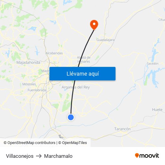 Villaconejos to Marchamalo map