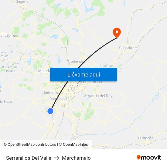Serranillos Del Valle to Marchamalo map
