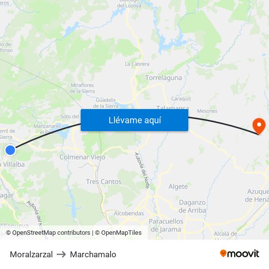 Moralzarzal to Marchamalo map