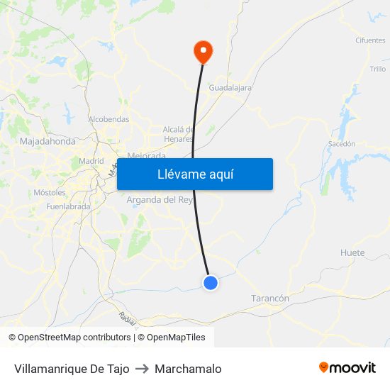 Villamanrique De Tajo to Marchamalo map