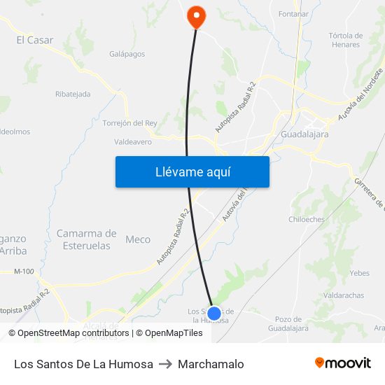 Los Santos De La Humosa to Marchamalo map