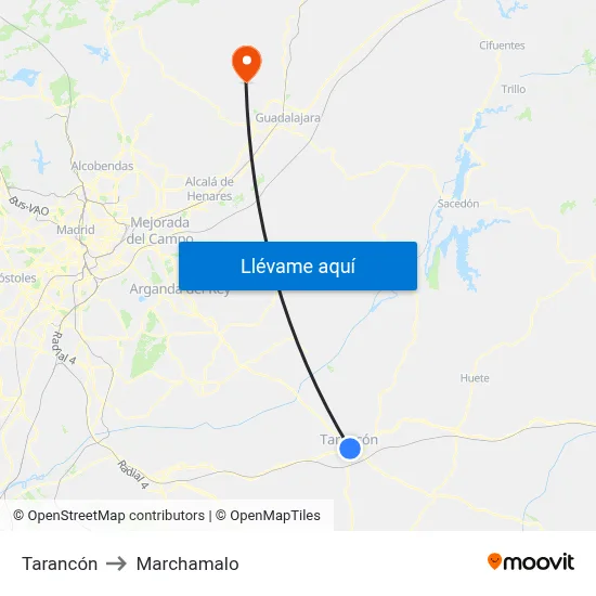 Tarancón to Marchamalo map