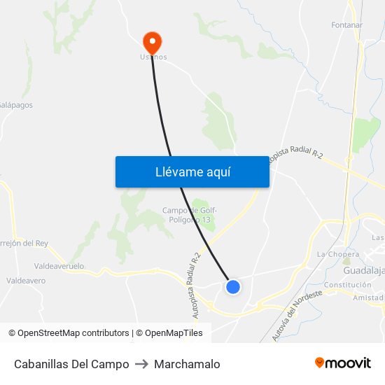 Cabanillas Del Campo to Marchamalo map