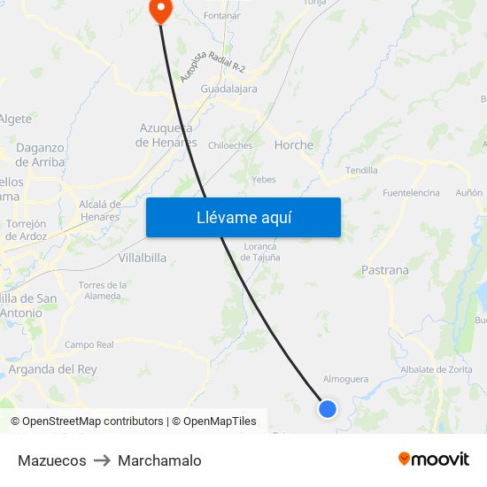 Mazuecos to Marchamalo map