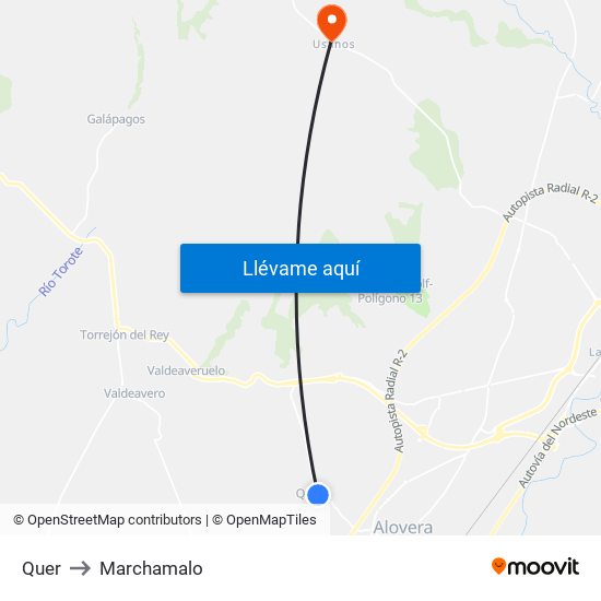 Quer to Marchamalo map
