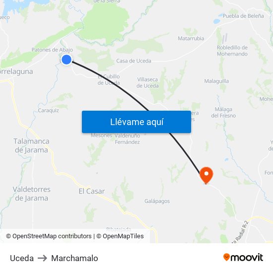 Uceda to Marchamalo map