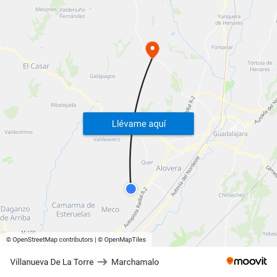 Villanueva De La Torre to Marchamalo map