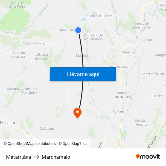 Matarrubia to Marchamalo map