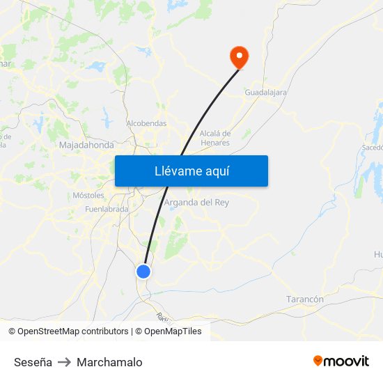 Seseña to Marchamalo map