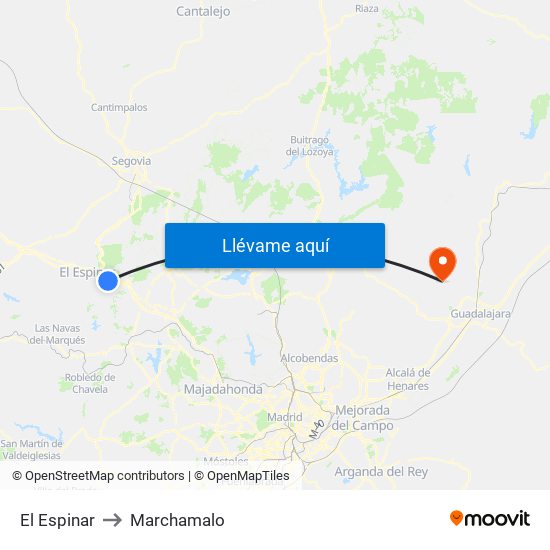 El Espinar to Marchamalo map