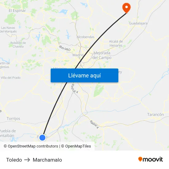 Toledo to Marchamalo map