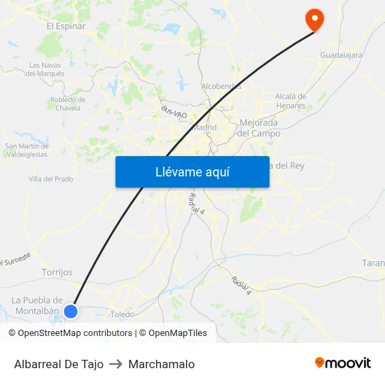 Albarreal De Tajo to Marchamalo map