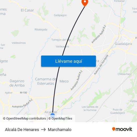 Alcalá De Henares to Marchamalo map