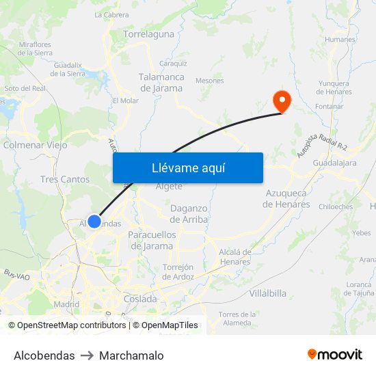 Alcobendas to Marchamalo map
