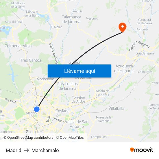 Madrid to Marchamalo map