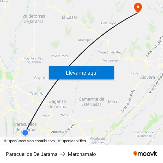Paracuellos De Jarama to Marchamalo map