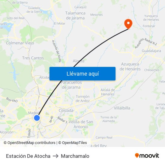 Estación De Atocha to Marchamalo map