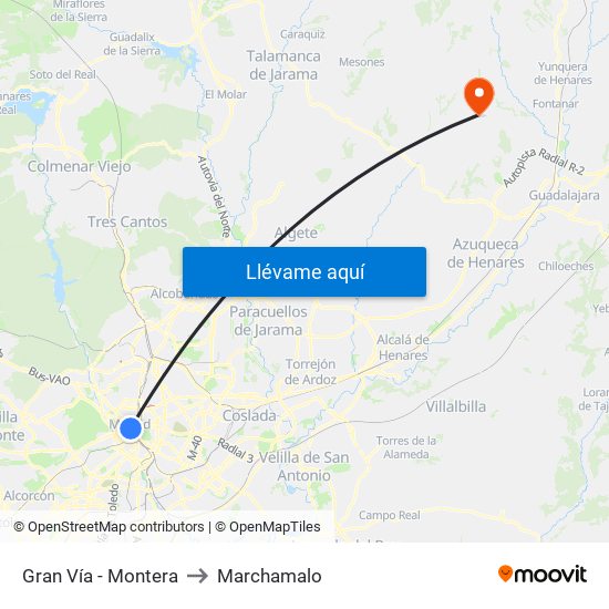 Gran Vía - Montera to Marchamalo map