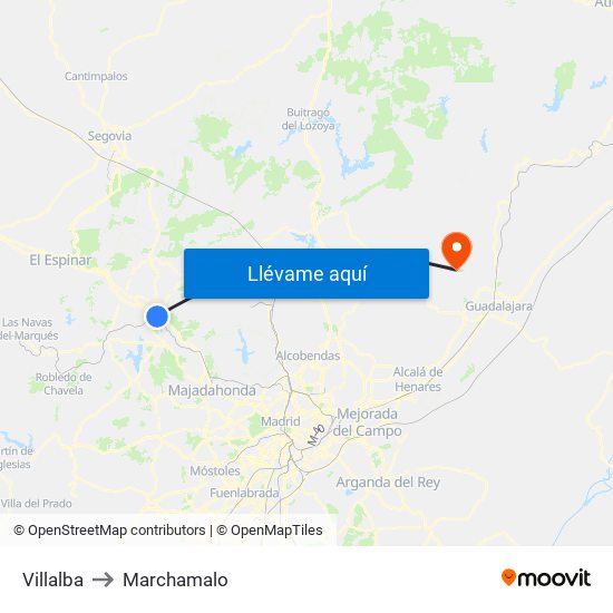 Villalba to Marchamalo map
